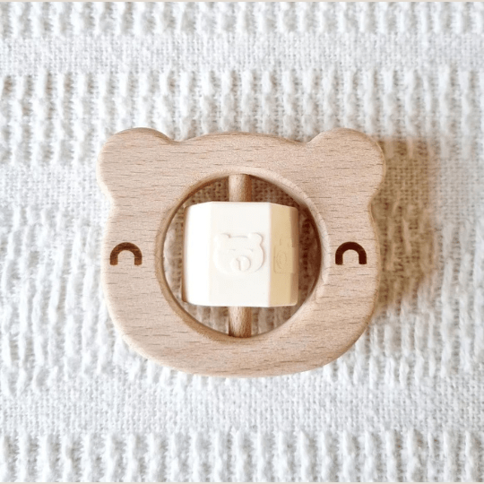 Hochet en bois - Ours beige pour bébé - Pour les mômes
