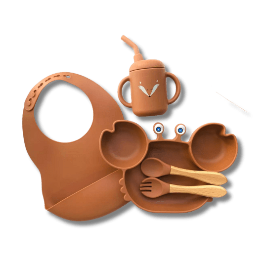 Pack repas + bavoir + verre à paille - Terracotta pour bébé - Pour les mômes