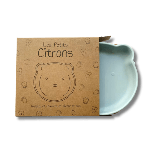 Set de repas + verre & couvert Ours - Bleu pour bébé - Pour les mômes