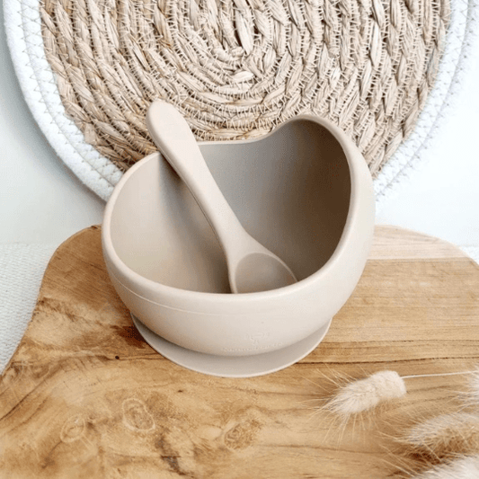 Bol en silicone avec ventouse et cuillère - Sable pour bébé - Pour les mômes