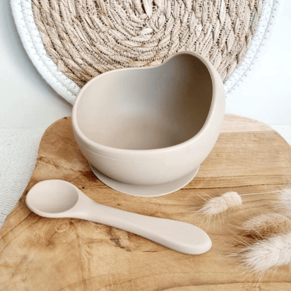 Bol en silicone avec ventouse et cuillère - Sable pour bébé - Pour les mômes