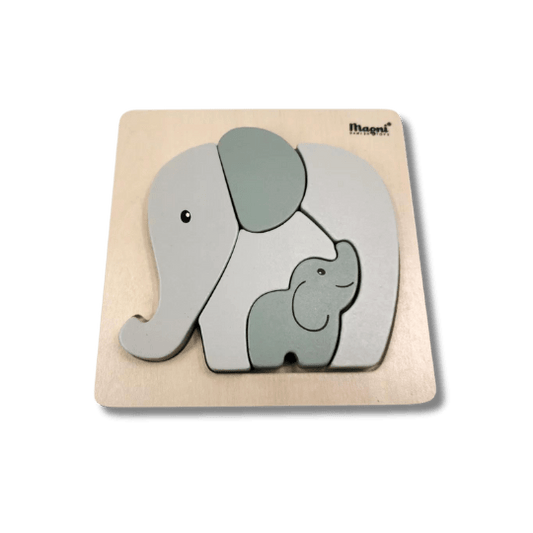 Puzzle bois - Éléphant gris & sauge pour bébé - Pour les mômes