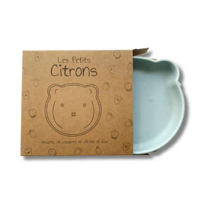 Set de repas + verre & couvert Ours - Bleu pour bébé - Pour les mômes